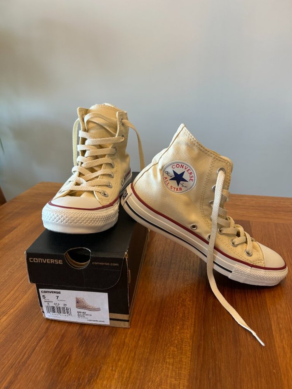 Converse Chuck Taylor High Top in “Natural White” / Pastel Pale Yellow, M5/W7